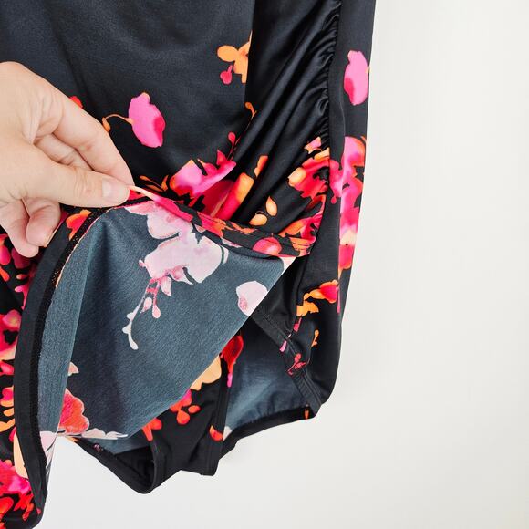 Swimsuits For All Aquabelle One Piece Swimsuit Sz 14 Floral Ruched Tummy Control - Picture 6 of 13